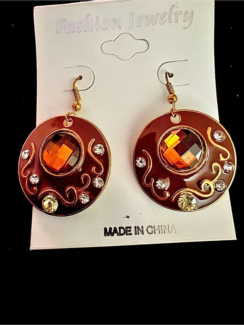 Brown & Gold Dangle Earrings NWT